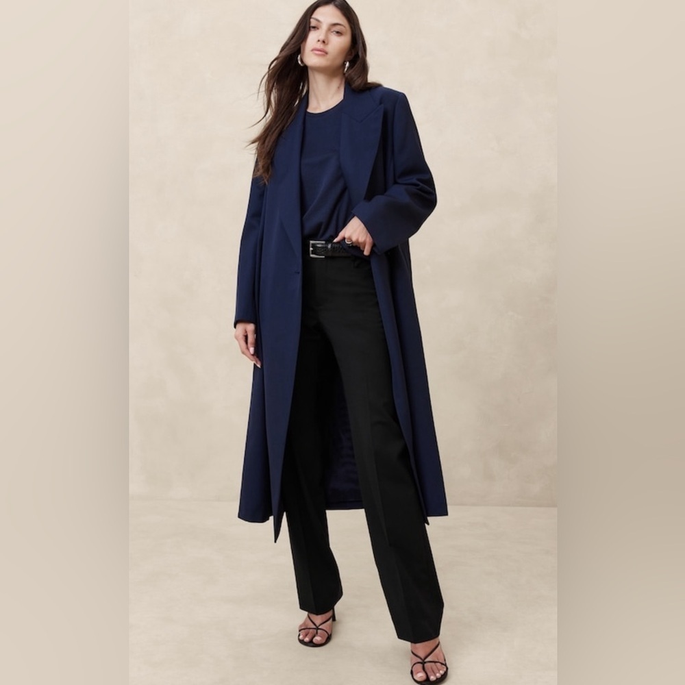 NWT Banana Republic Sienna Straight Italian Wool Black Pant size 6. - Picture 4 of 9